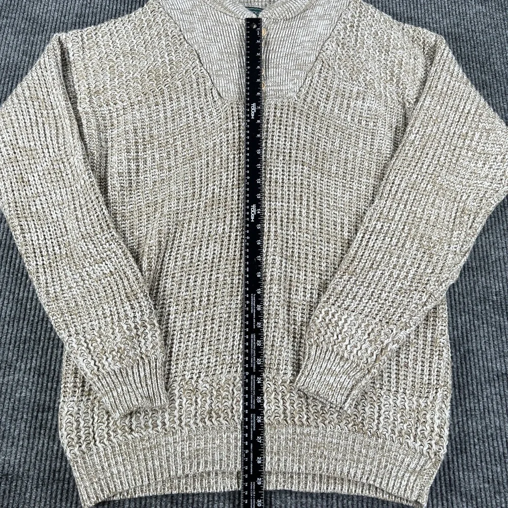 Campus Sweater Mens XL Extra Large Beige Chunky Knit 1/4 Button Pullover